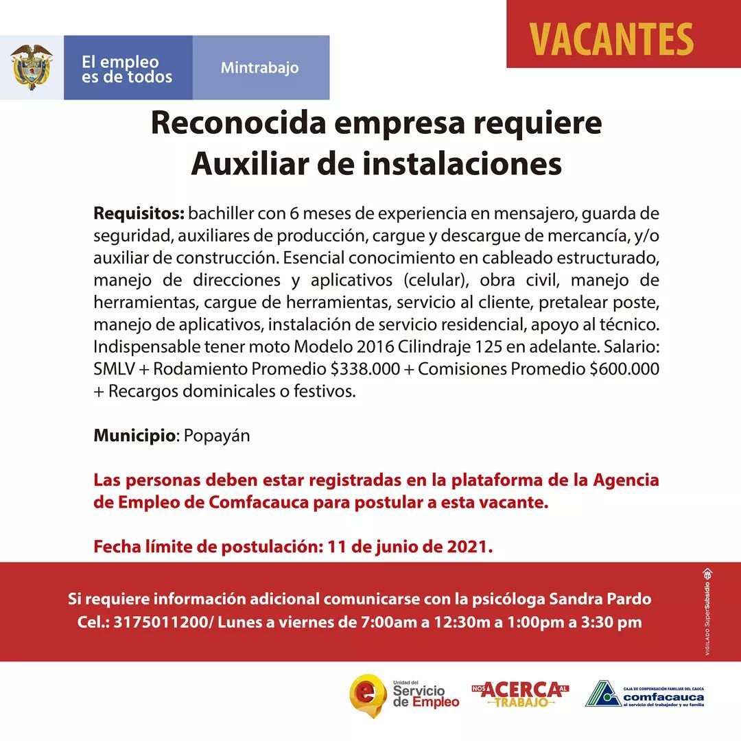 ofertas de empleo comfacauca