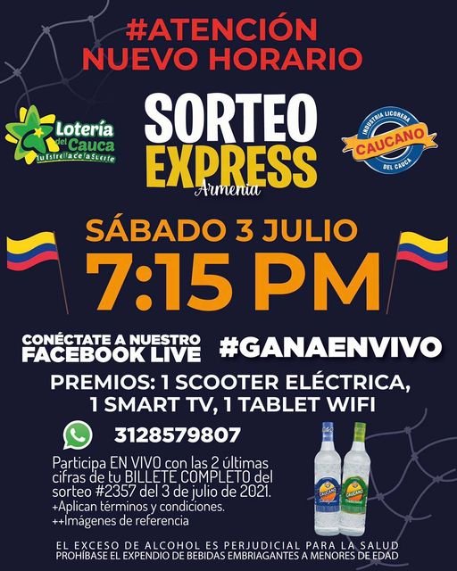 Cambio de horario en el sorteo express de la lotería del Cauca