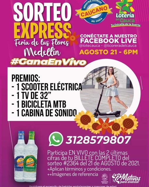 Este sábado 21 de agosto será el sorteo express de la Lotería del Cauca