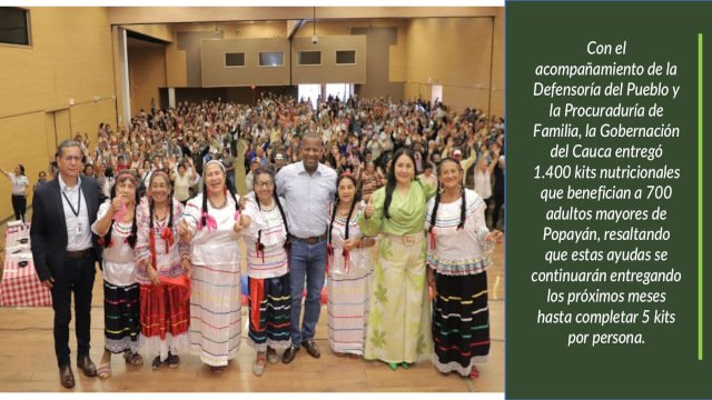 700 adultos mayores de Popayán recibieron kits nutricionales
