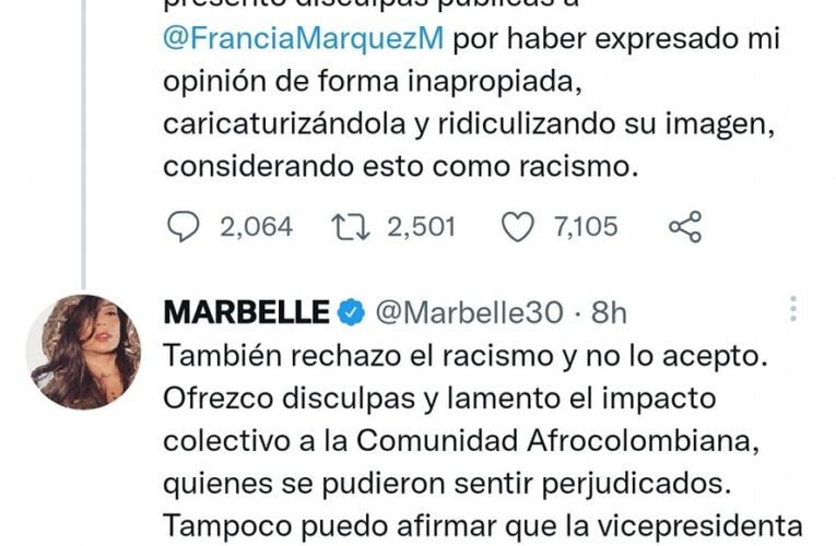 A Marbelle, le tocó retractarse de sus comentarios contra la señora vicepresidenta Francia Márquez