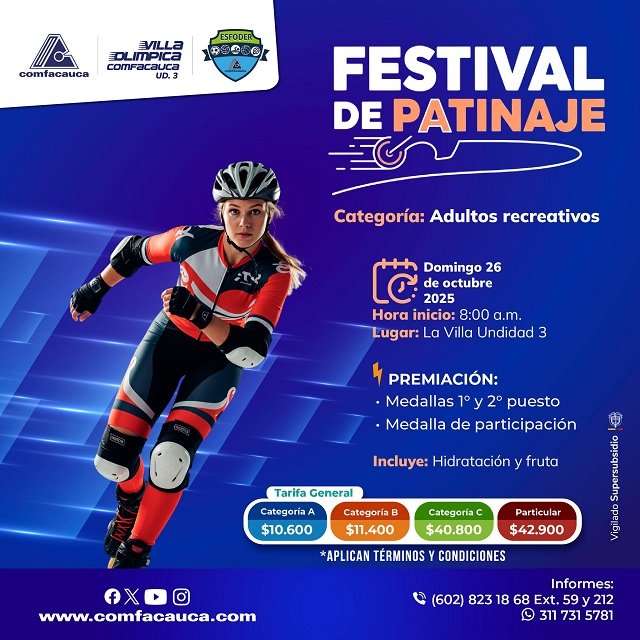 ¡A rodar por la victoria! Comfacauca anuncia el Festival Interno de Patinaje