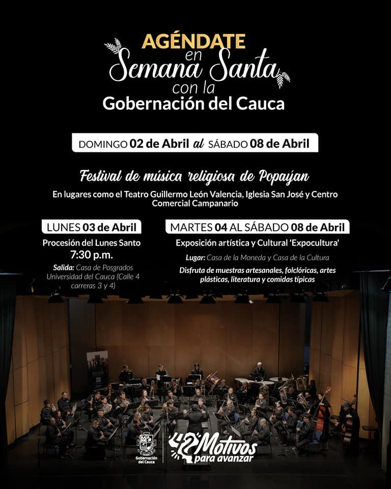 Agéndate en Semana Santa con la Gobernación del Cauca1