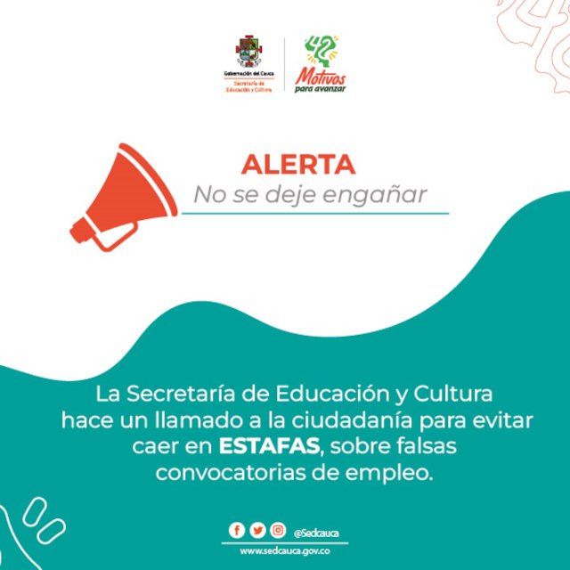 Alerta por estafa en oferta de cargos públicos en el Departamento del Cauca a través de redes sociales