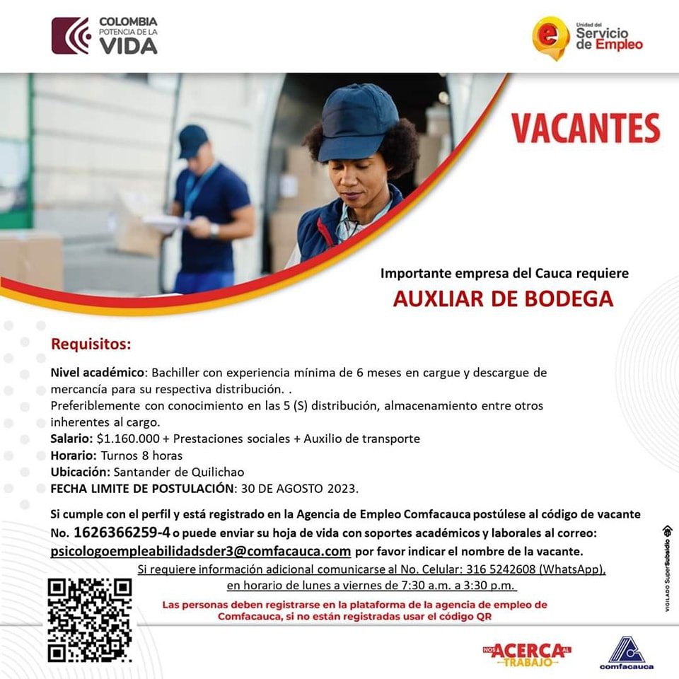 Atención a ésta convocatoria laboral y vacantes disponibles - Comfacauca2