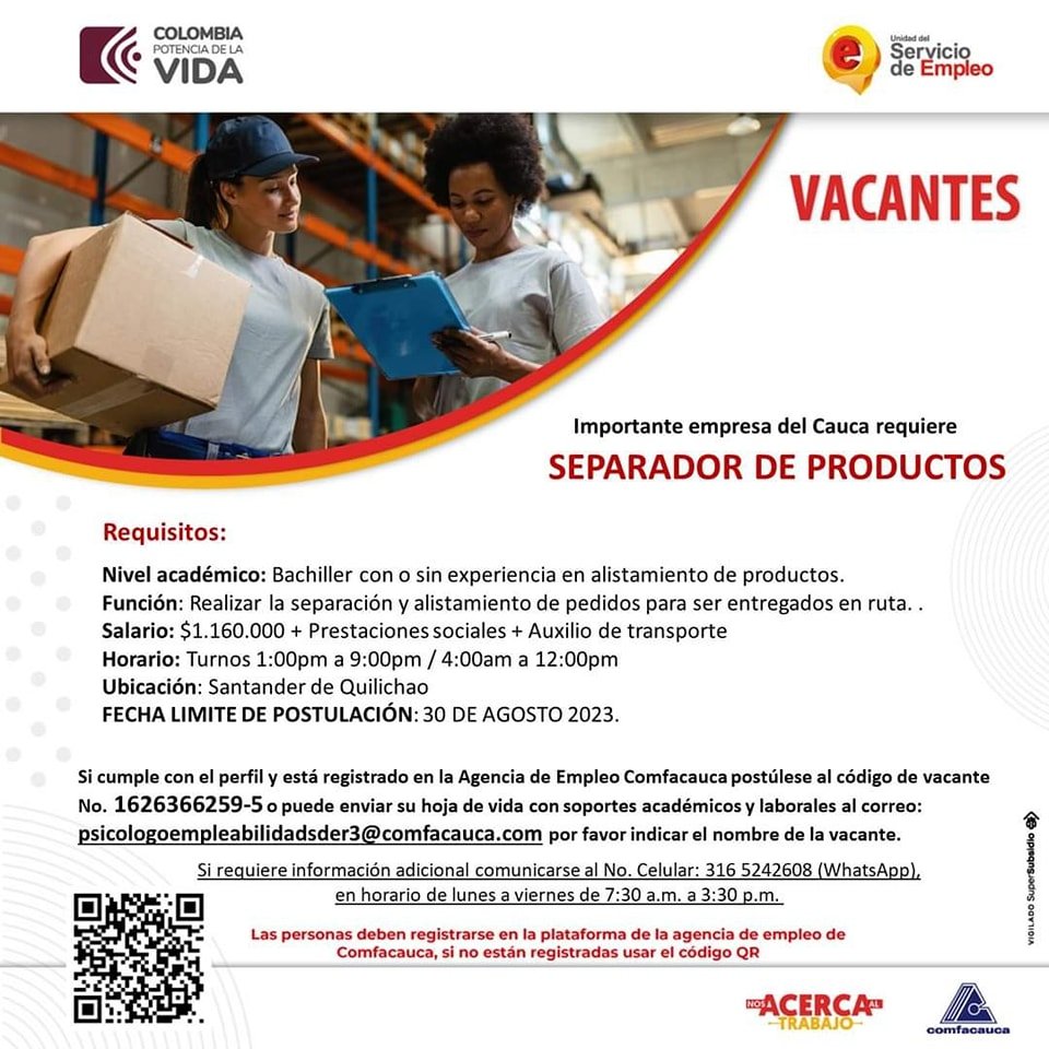 Atención a ésta convocatoria laboral y vacantes disponibles - Comfacauca3