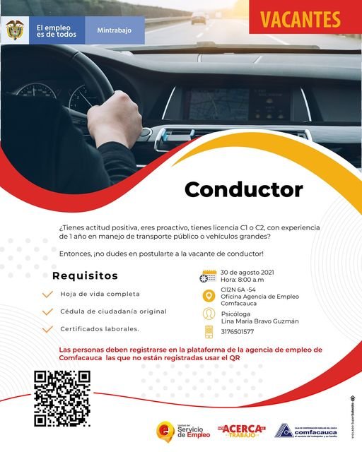 Atencion a esta vacante - Comfacauca