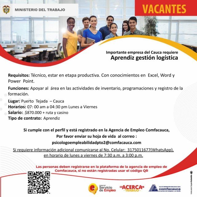 Atención a éstas vacantes - Servicio Empleo Comfacauca