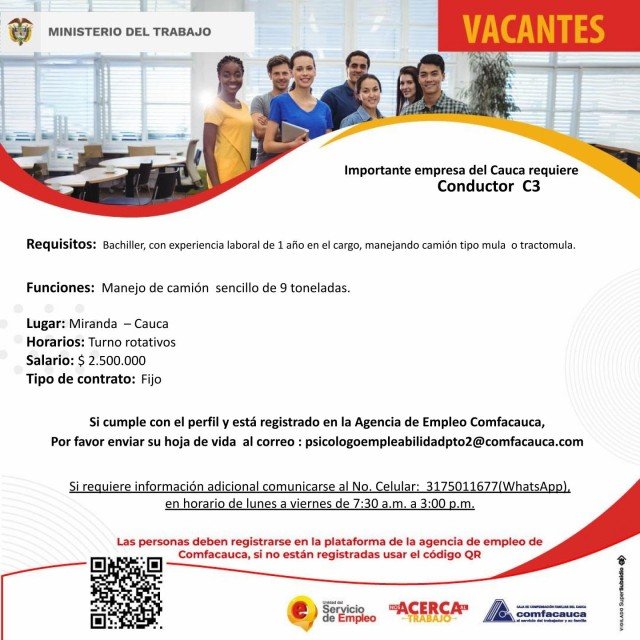 Atención a éstas vacantes - Servicio Empleo Comfacauca3