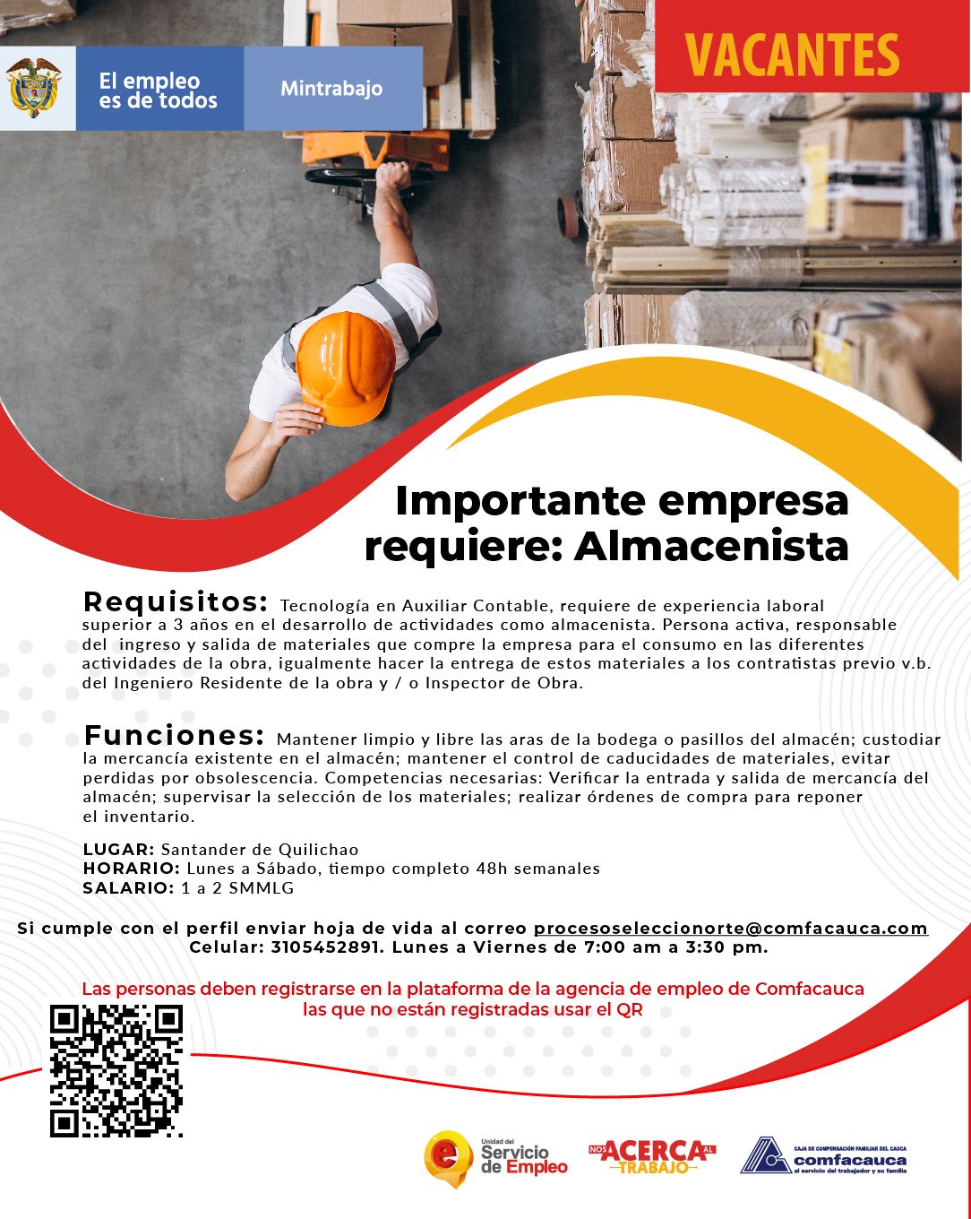 Atención a estas vacantes - Comfacauca