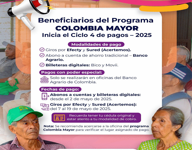 ¡Atención beneficiarios del programa Colombia Mayor! 📣