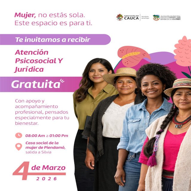 Cauca fortalece canales de atención psicosocial y jurídica para proteger tus derechos