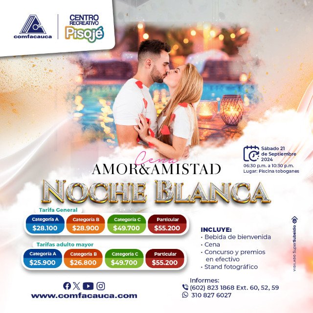 Celebra el amor y la amistad en el Centro Recreativo Pisojé - Comfacauca