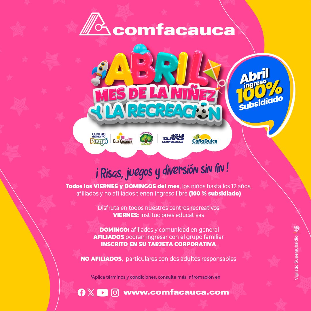 Comfacauca Celebra el Mes de la Niñez con Actividades Gratuitas en Popayán, Puerto Tejada y Santander de Quilichao