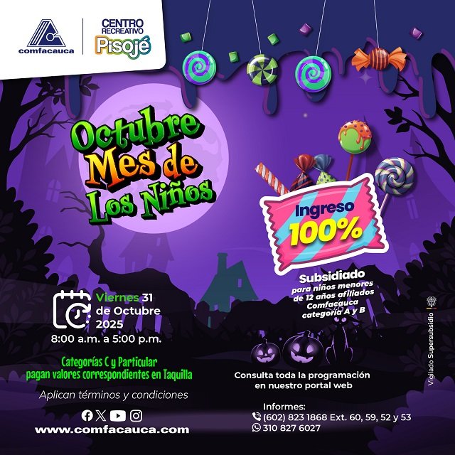 Comfacauca Cierra el Mes de los Niños con Programación Especial en Centros Recreativos