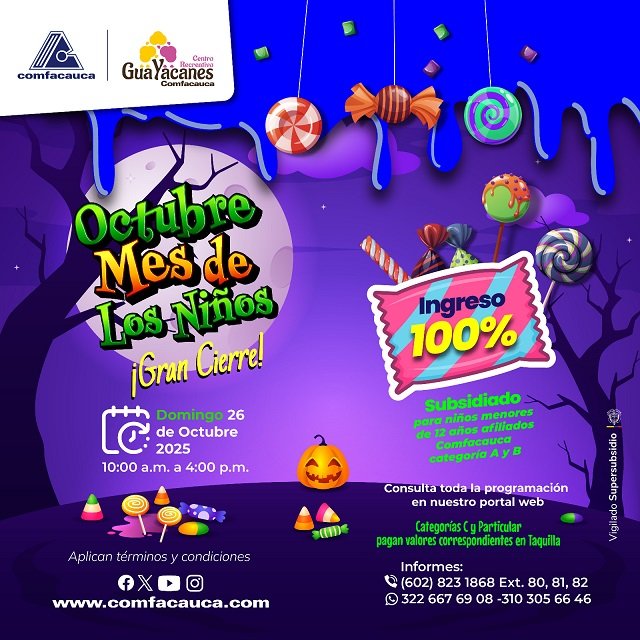 Comfacauca Cierra el Mes de los Niños con Programación Especial en Centros Recreativos