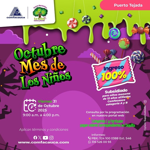 Comfacauca Cierra el Mes de los Niños con Programación Especial en Centros Recreativos