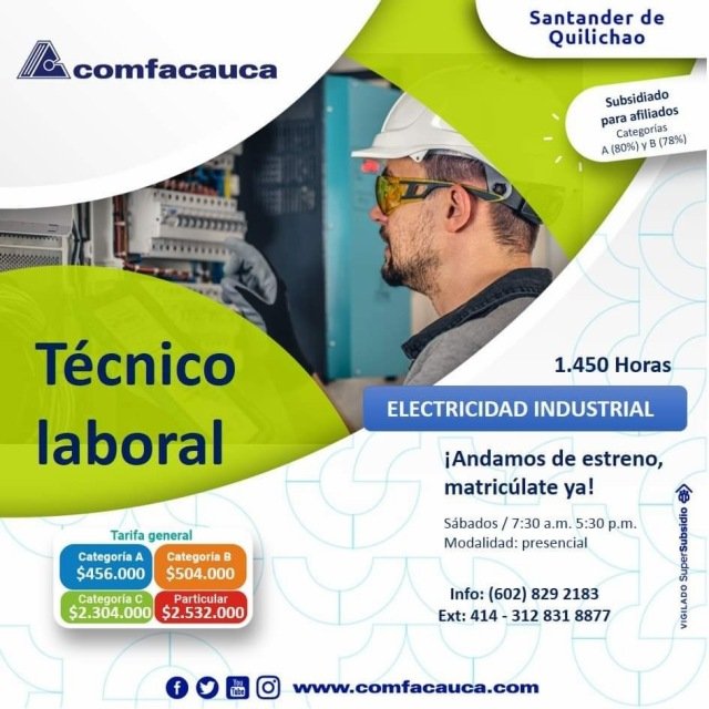Comfacauca #SantanderDeQuilichaotiene cupos disponibles para iniciar Técnicos Laborales1