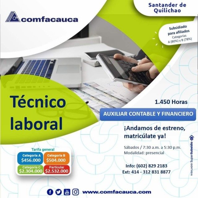 Comfacauca #SantanderDeQuilichaotiene cupos disponibles para iniciar Técnicos Laborales3