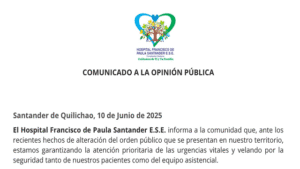 Hospital Francisco de Paula Santander E.S.E. prioriza urgencias vitales ante situación de orden público