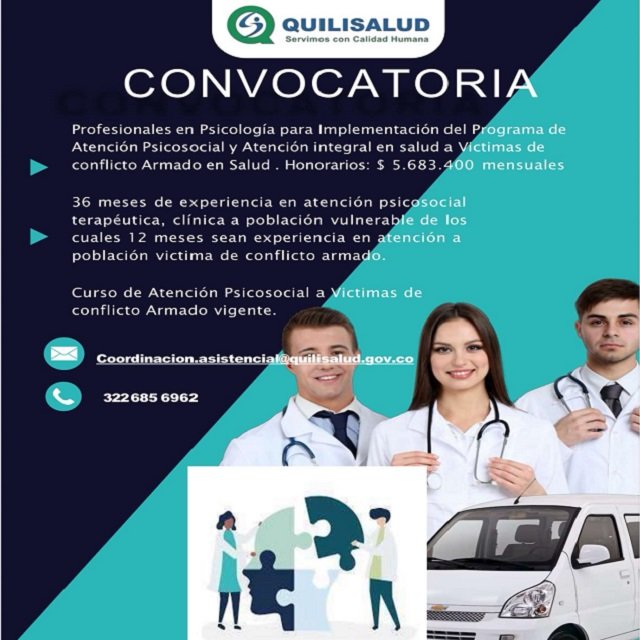 Convocatoria Quilisalud - Abren Oportunidad para Psicólogos en Programa PAPSIVI (Víctimas del Conflicto)
