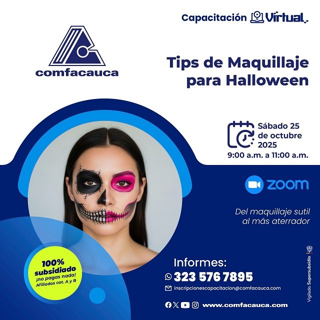 Creatividad y Sustos - Comfacauca Invita a Taller Virtual Gratuito de Maquillaje de Halloween