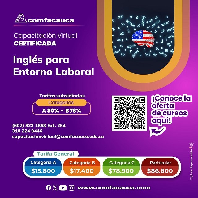 Cursos virtuales Comfacauca - Ingles para entorno laboral