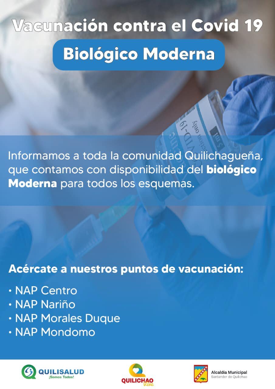 Disponibilidad del biológico Moderna para todos los esquemas - Quilisalud