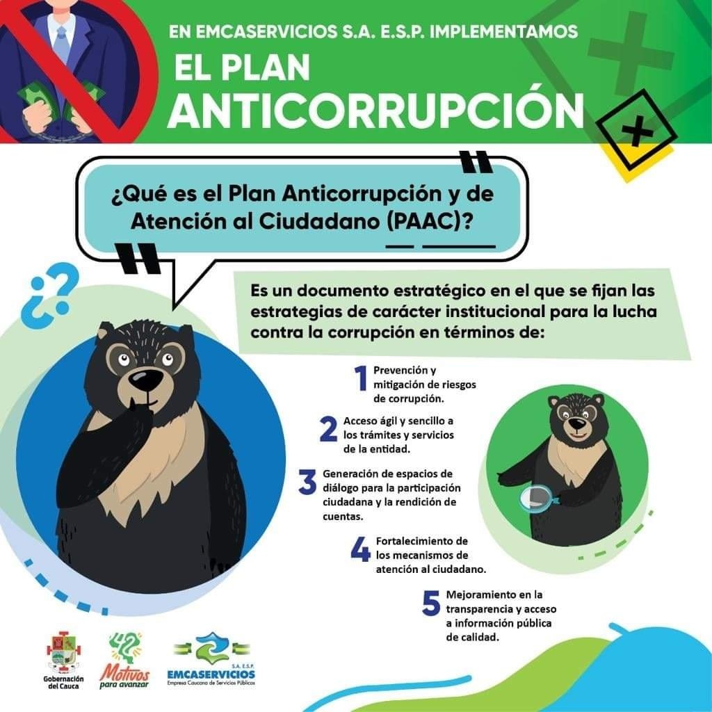 EMCASERVICIOS S.A. E.S.P. cuenta con un Plan Anticorrupción y Atención al Ciudadano PAAC