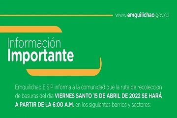 ESTE VIERNES CAMBIA EL HORARIO DE RECOLECCION DE BASURAS 1