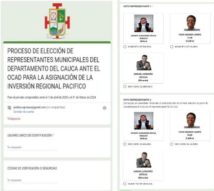 Elecciones de representantes ante el OCAD Pacífico por el Departamento del Cauca-