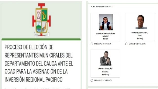 Elecciones de representantes ante el OCAD Pacifico por el Departamento del Cauca