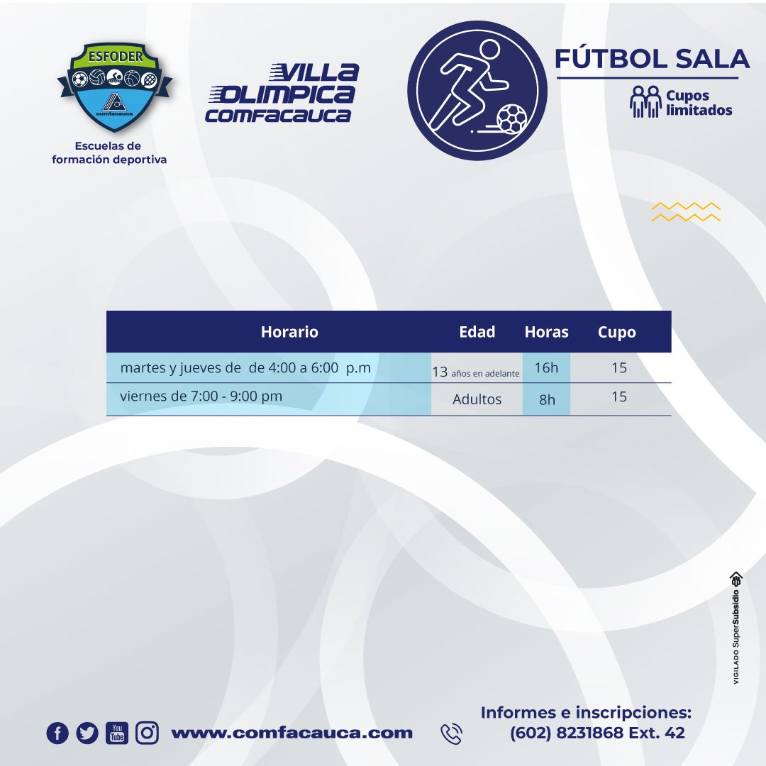 Escuela de formacion deportiva - Comfacauca