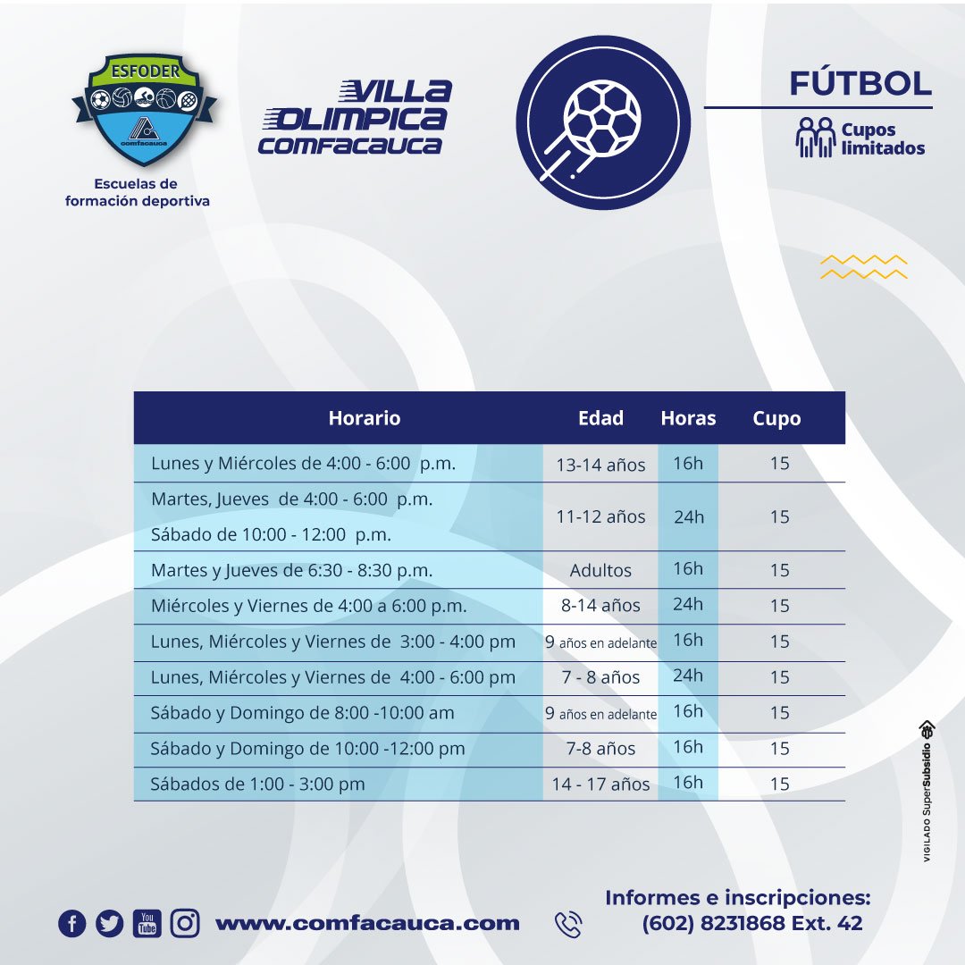 Escuela de formacion deportiva -Comfacauca