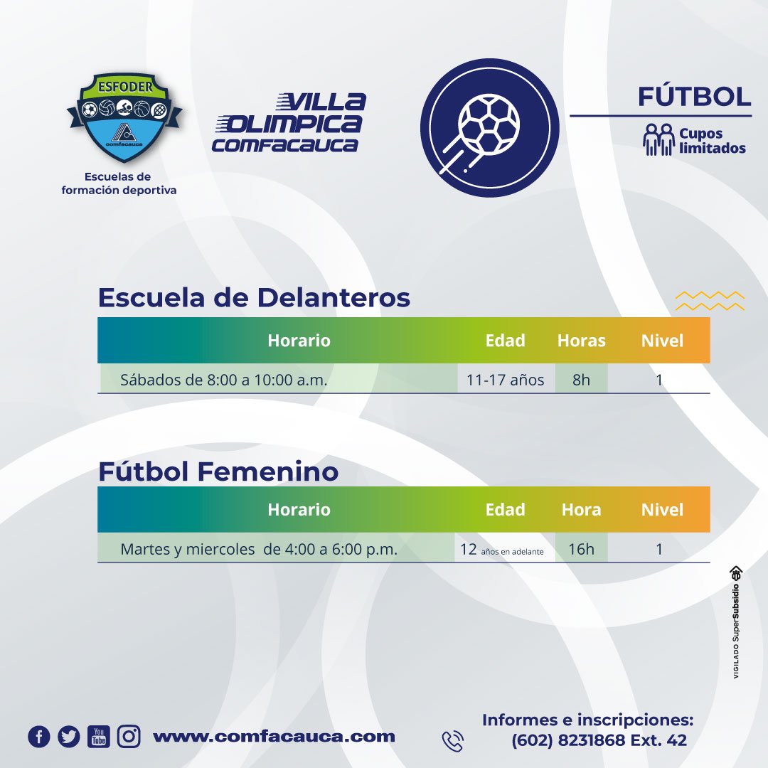 Escuela de formacion deportiva -Comfacauca1