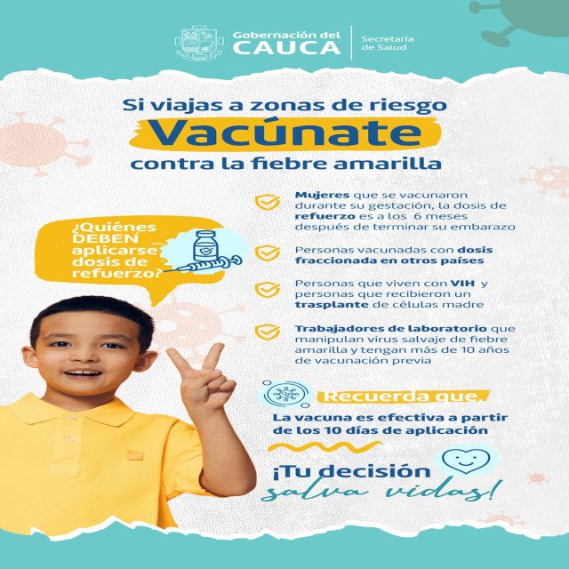 Estas son las recomendaciones de vacunación contra la fiebre amarilla si viaja al Tolima