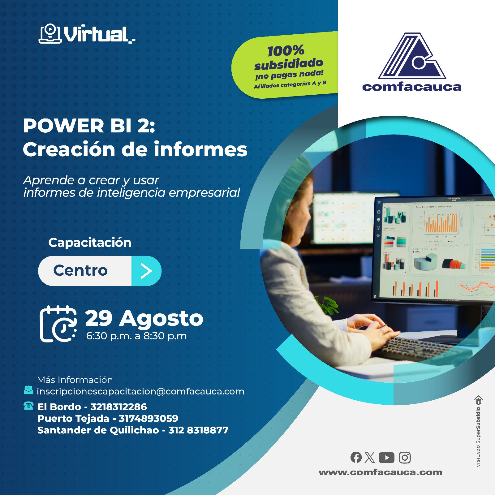 Explora los cursos virtuales y subsidiados de agosto - Comfacauca