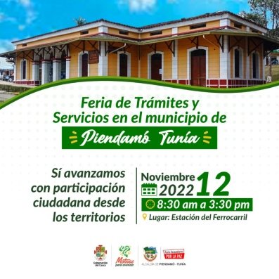 Feria de Tramites y Servicios en Piendamo Tunia este 12 de noviembre