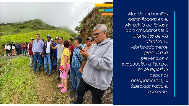 Gobierno Departamental al frente atendiendo la emergencia presentada en el municipio de Rosas