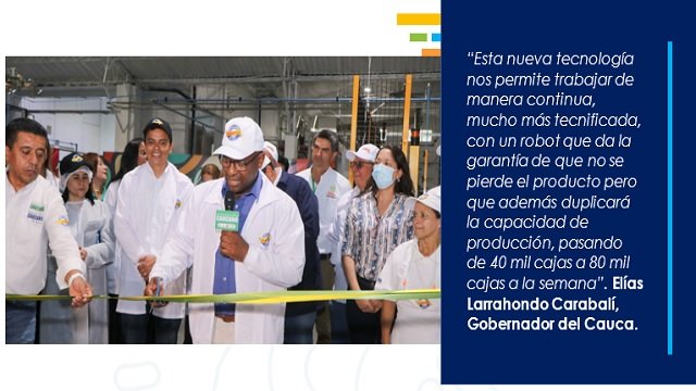 Gobierno Departamental entrega nueva linea de envasado para Industria Licorera del Cauca