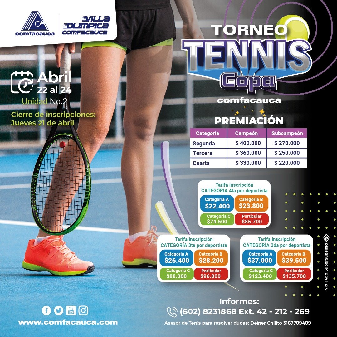 Gran torneo de tennis - Comfacauca