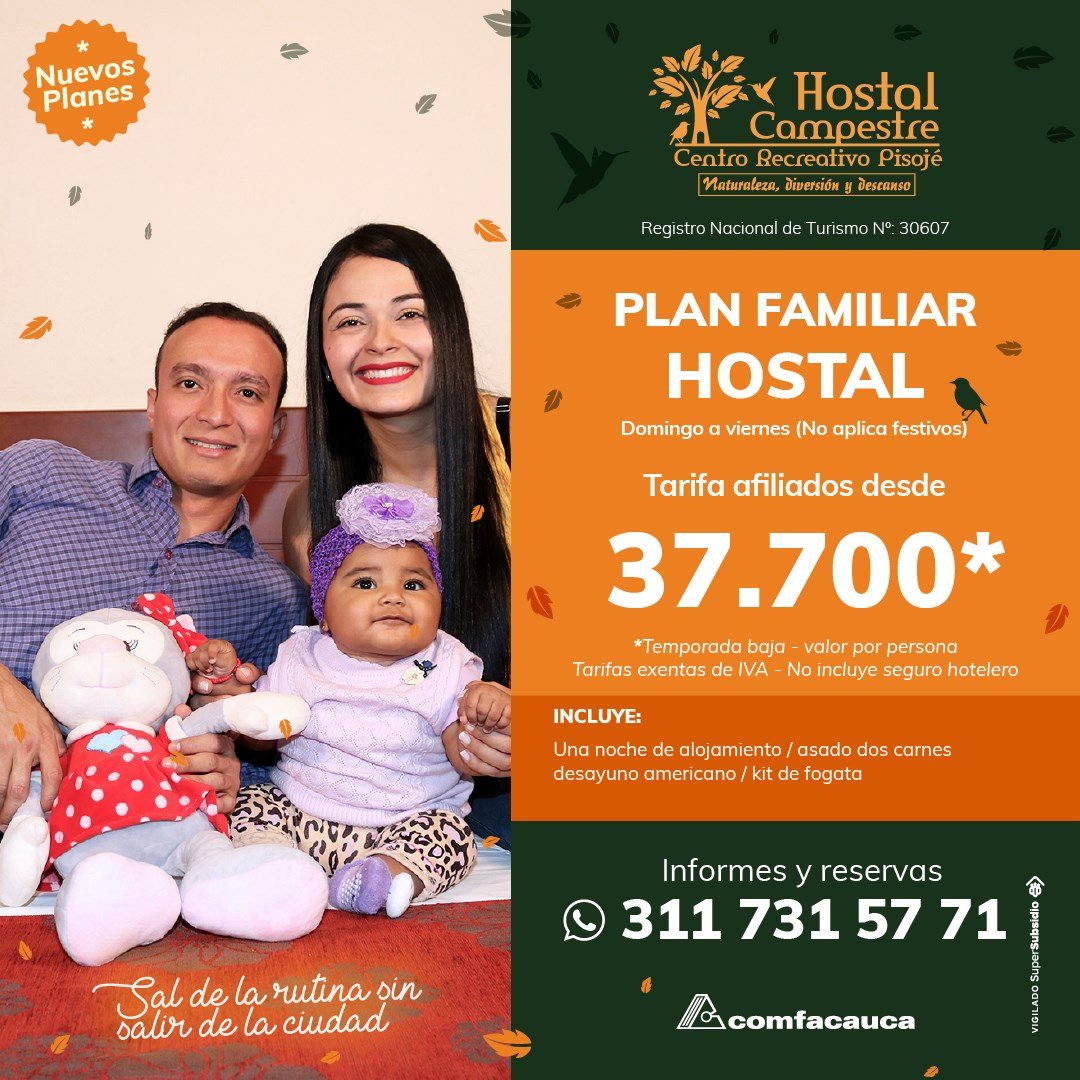 Hostal campestre Centro Recreativo Pisoje - Comfacauca