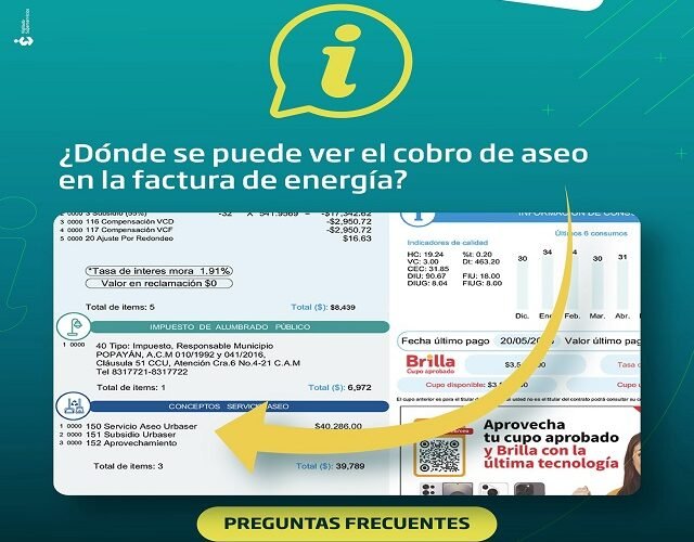 🧾 Claridad en tu Factura: Identifica el cobro del servicio de aseo de forma rápida y sencilla