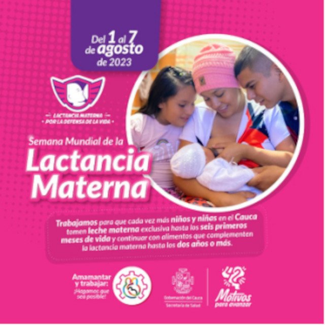 Imagen Promocional Semana mundial de la lactancia materna Gobernacion del Cauca