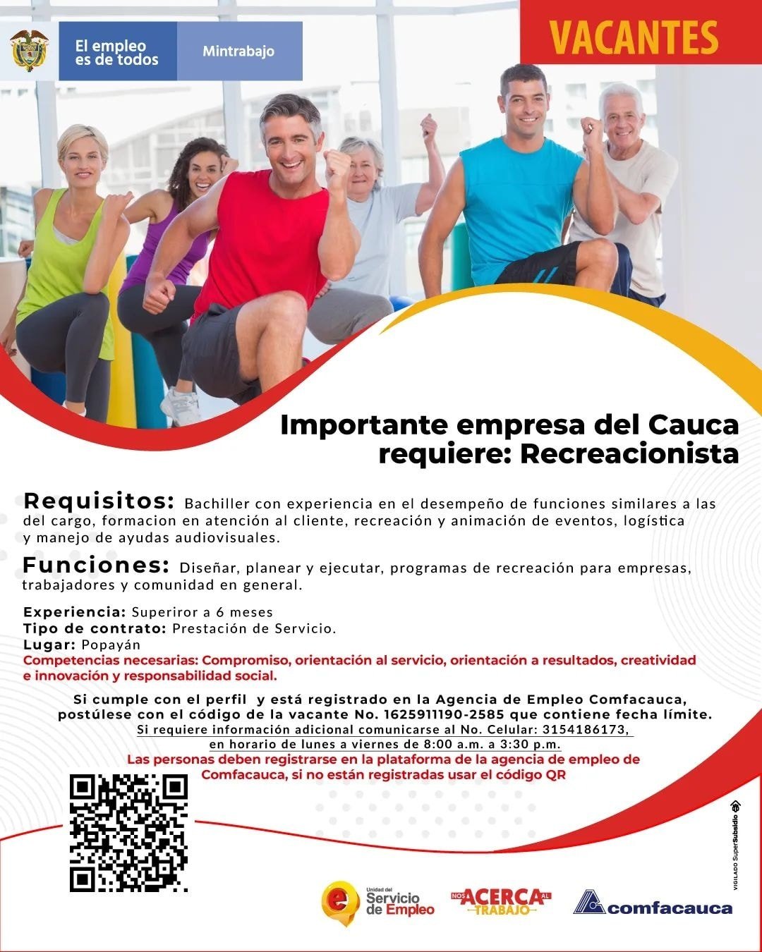 Importante empresa del Cauca, requiere recreacionista - Bolsa empleo Comfacauca