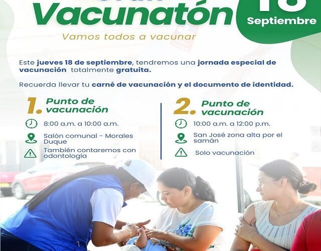 💉 Gran Vacunatón: Jornada Gratuita de Vacunación y Odontología este Jueves 18 de Septiembre