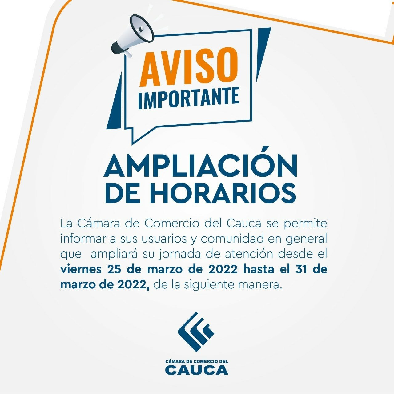 La Cámara de Comercio del Cauca AMPLIA SUS HORARIOS