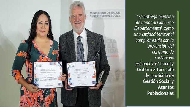 La Gobernación del Cauca recibió galardón por sus buenas prácticas sobre salud mental