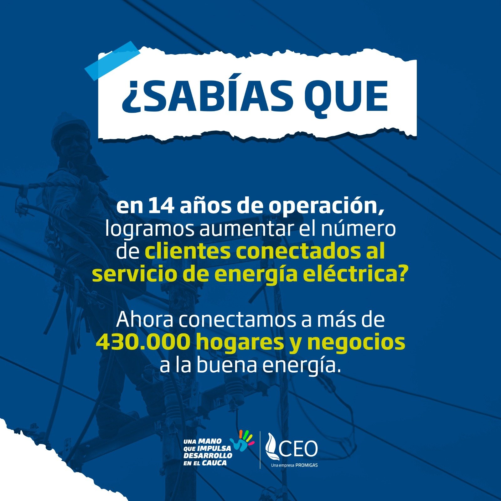 Más caucanos conectados a la energía eléctrica - CEO