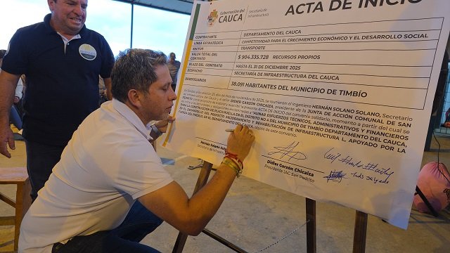 Nueva placa huella en Timbío para impulsar la vida, el agro y la economía local